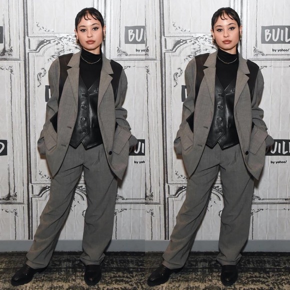 Alexander Wang Mohair Blazer With Leather Vest In Grey - Picture 1 of 16